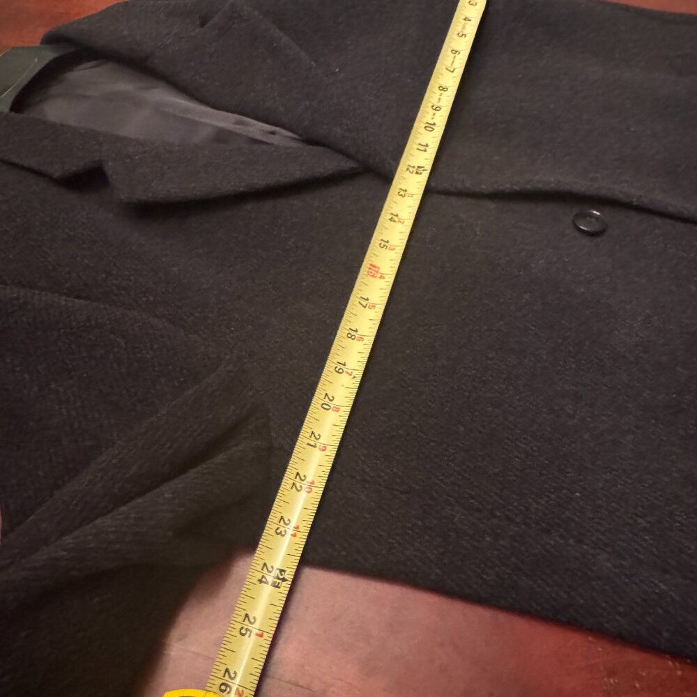 Hathaway Platinum Black Wool Cashmere Overcoat Men’s 44R Italy Fabric Winter - Picture 7 of 10